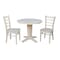 International Concepts 36 in. Solid Wood Round Extension Dining Table with 2 Dining Chairs, Unfinished K-36RXT-23B-C617-2 - alternate 1